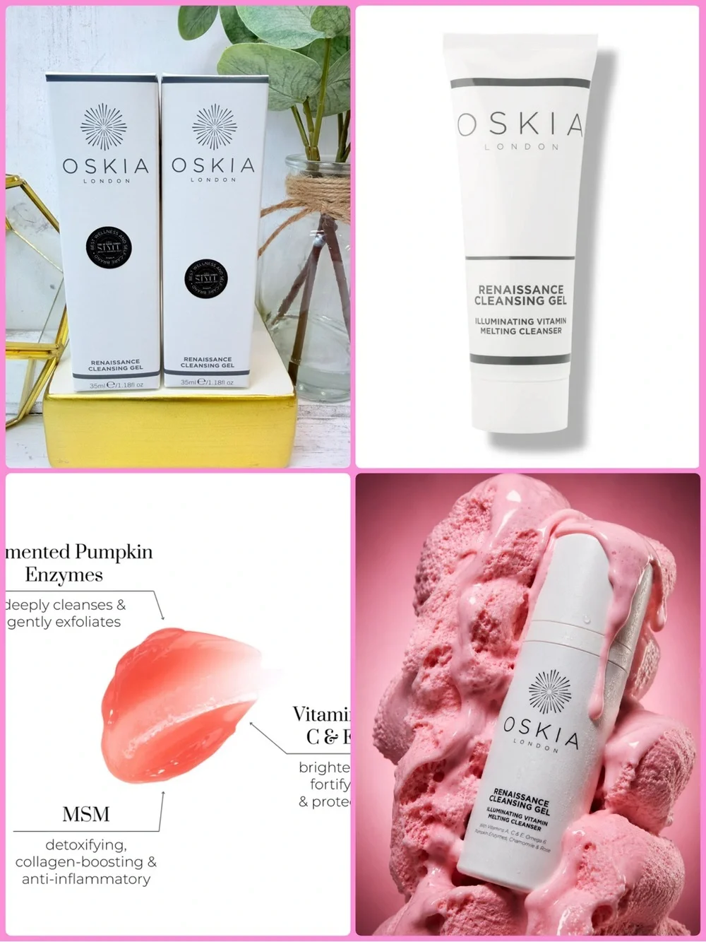 Oskia London Renaissance Cleansing Gel Bundle of 2 Travel Size Cleansers NWT